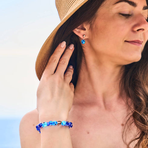 Nazar | .925 Sterling Silver | Firefly Glass Evil Eye Drop Stud Earrings